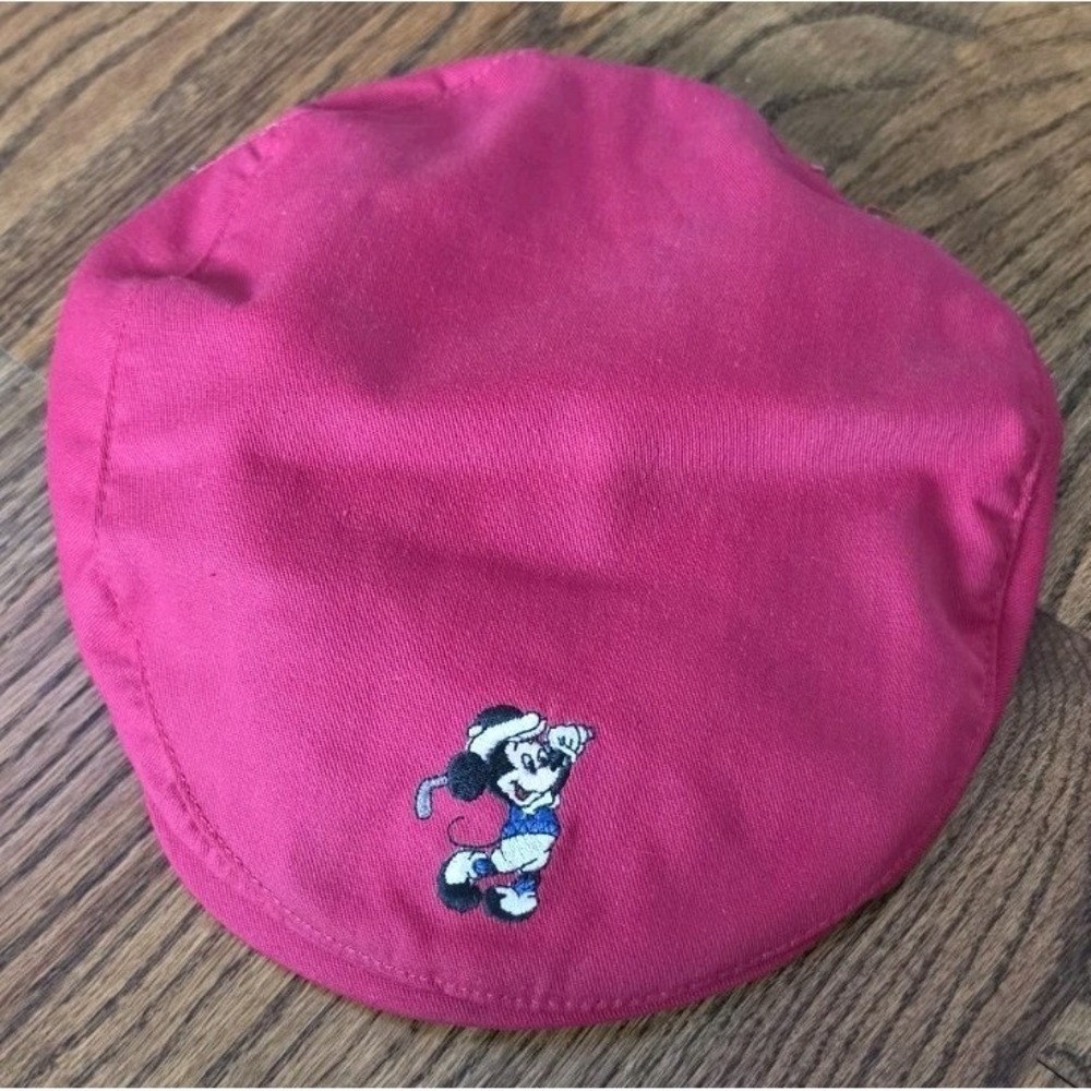 Mickey Walt Disney Productions Newsboy Golf Cabbie Hat Embroidered VTG USA